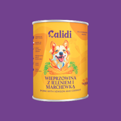 Karma dla psa Calidi Premium – Wieprzowina z jeleniem i marchewką 400g