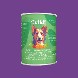 Karma dla psa Calidi Premium – Dorsz i białko owadów z jabłkiem i dynią 400g
